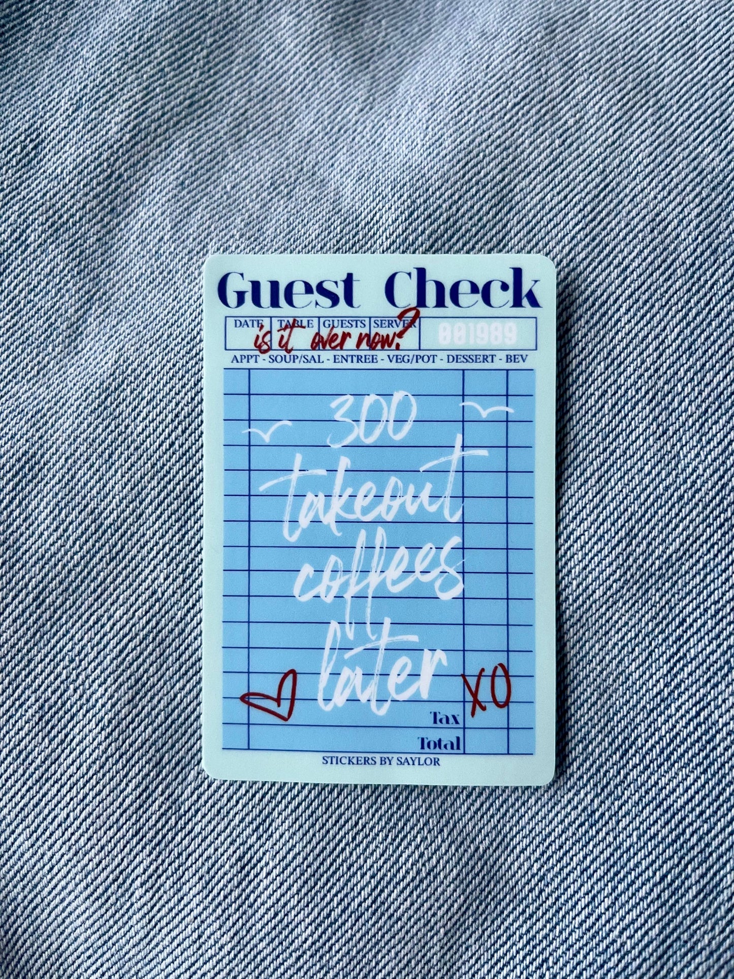 300 Coffees Inspired Guest Check Sticker