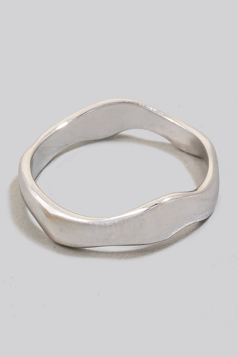 Gold Dipped Wavy Warped Metallic Ring