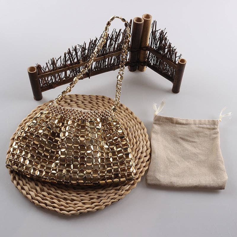 Simple Hollow Out Handmade Beaded Handbag