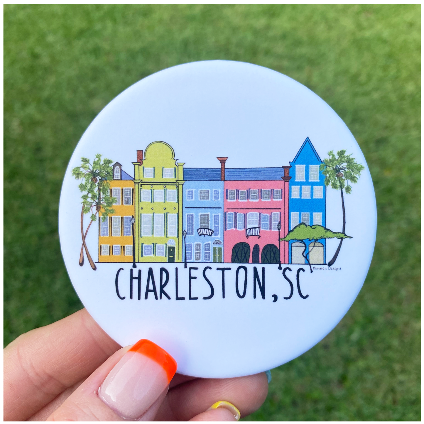 Rainbow Row Charleston Coaster