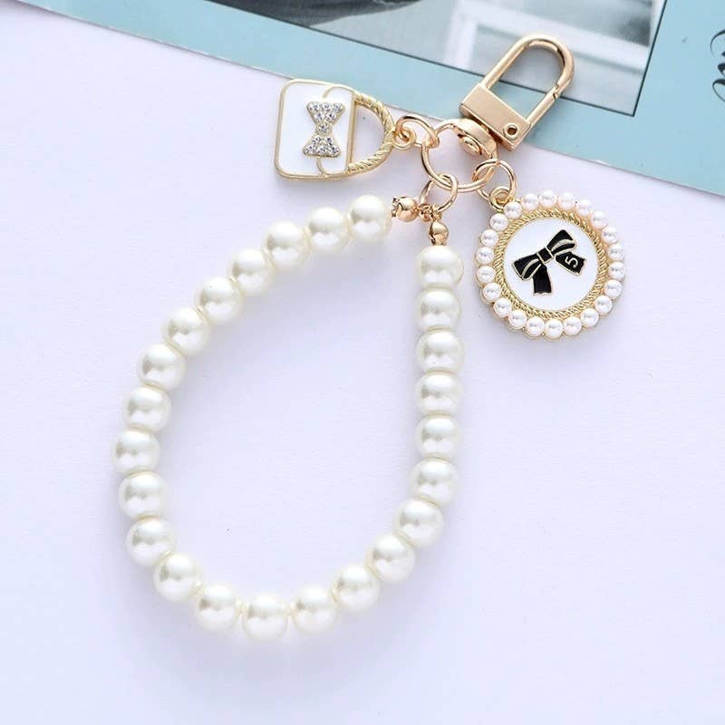 Pearl Bow Heart Seashell Keychain