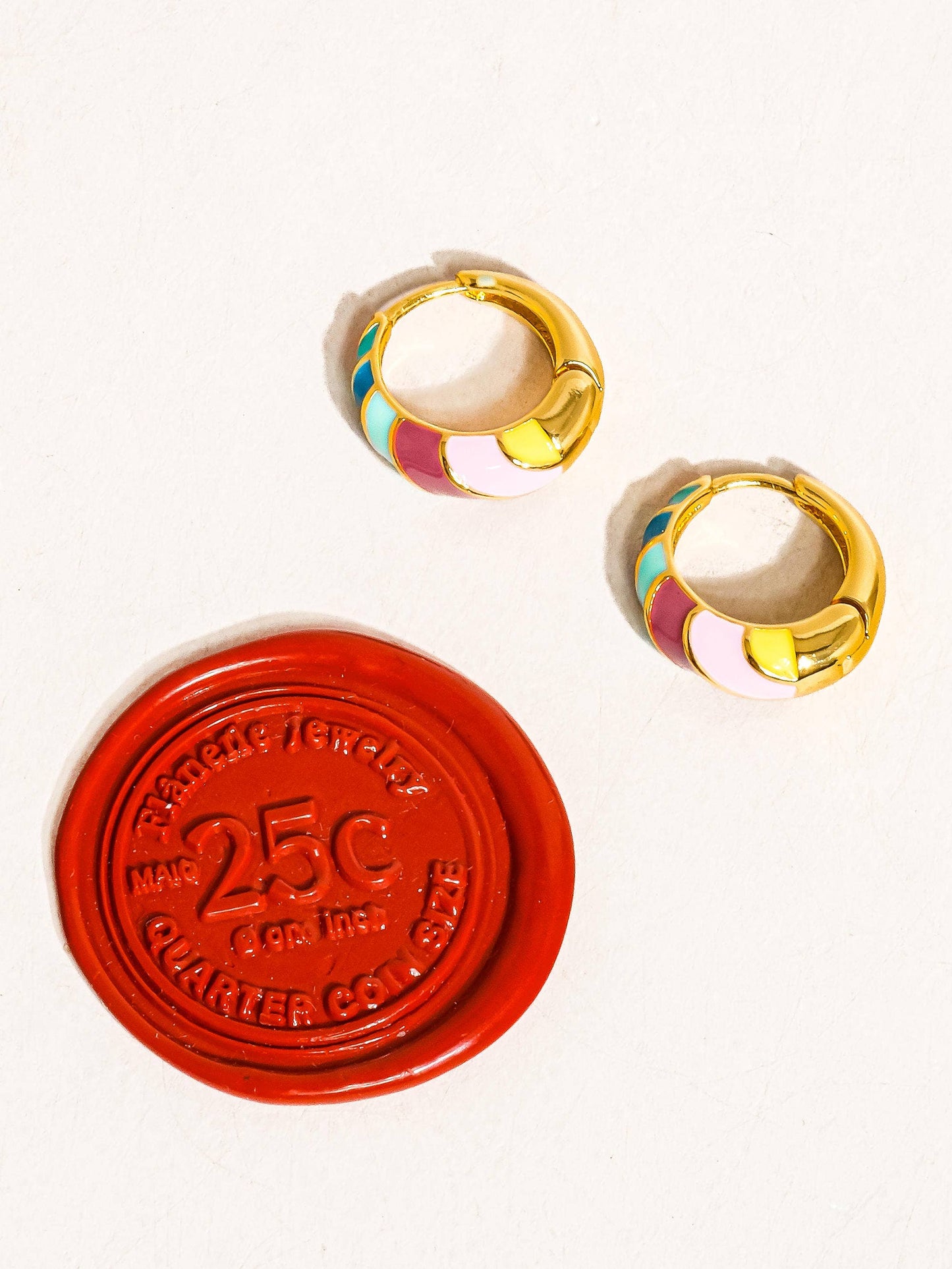 Paloma 18K Gold Colorful Striped Hoop Earring