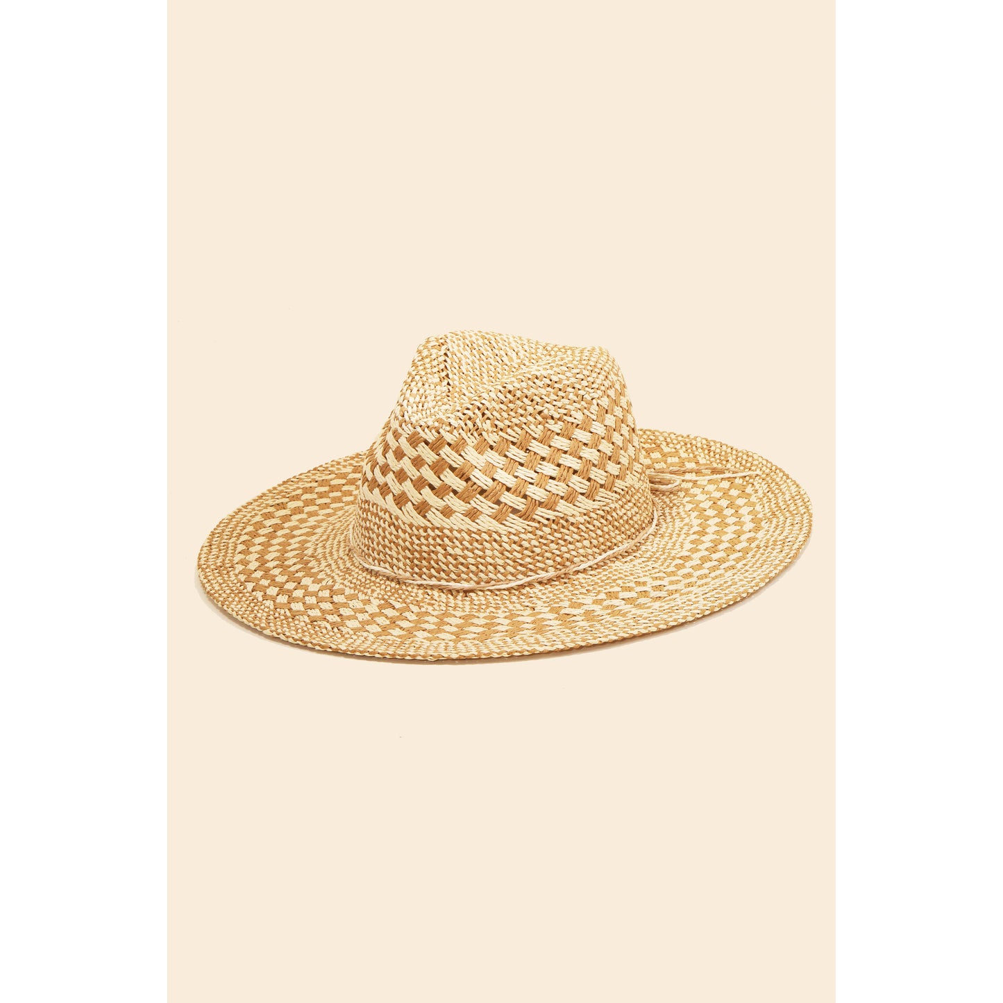 Checkered Straw Weave Sun Hat