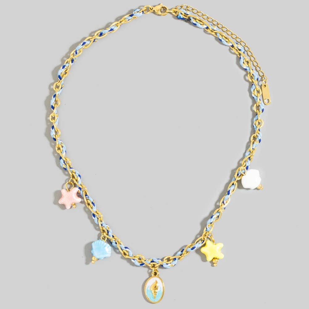 Stainless Steel Conch Shell Coin And Epoxy Sea Life Charms