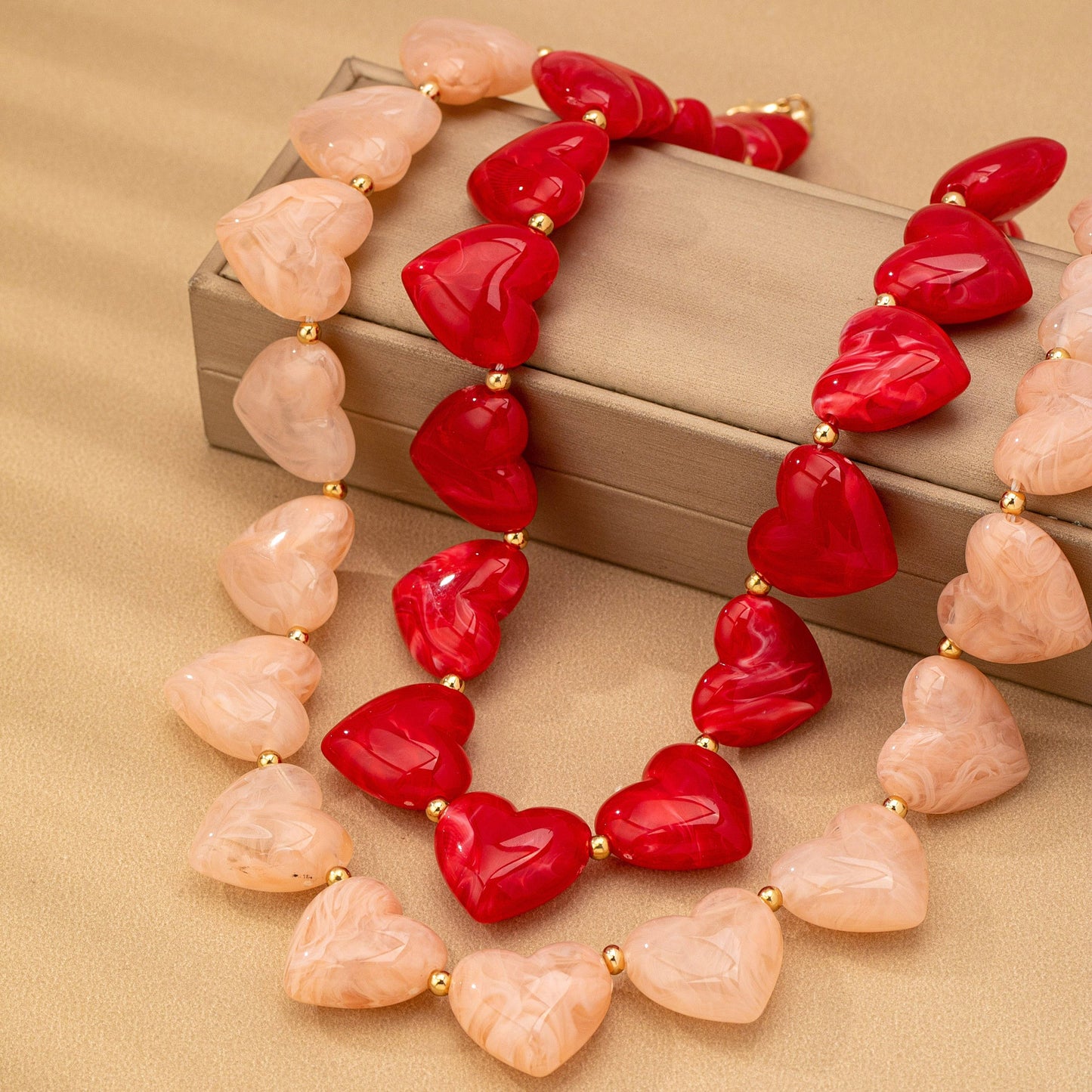 LARGE HEART SHAPE BEADED NECKLACE
