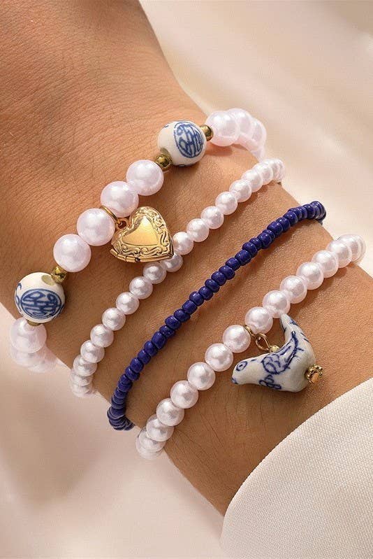 Blue Bow Multi Bracelet Set
