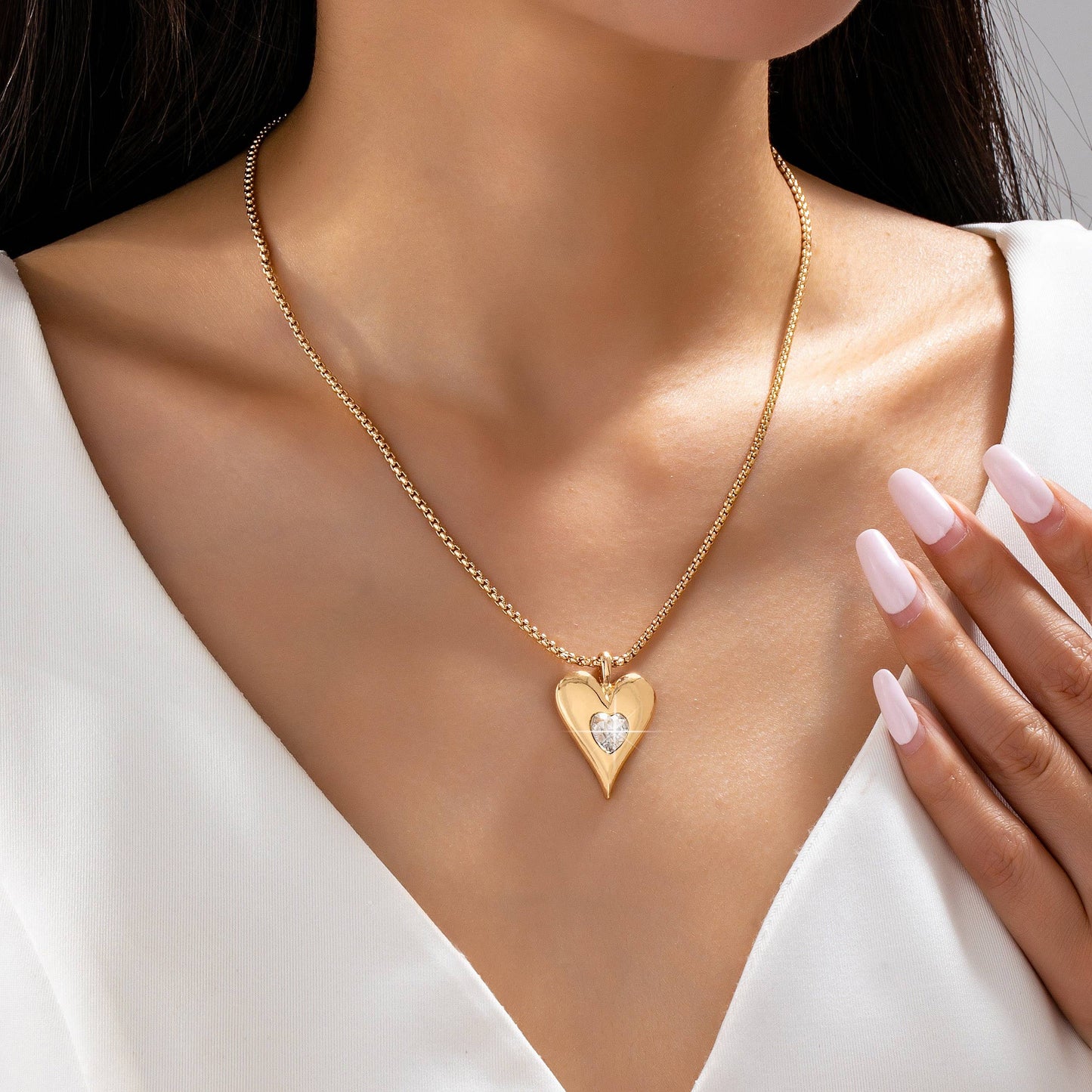 Gold-Tone Heart Pendant Necklace