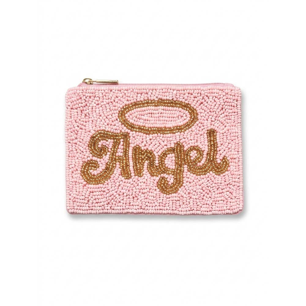 Angel Halo Script Beaded Coin Pouch