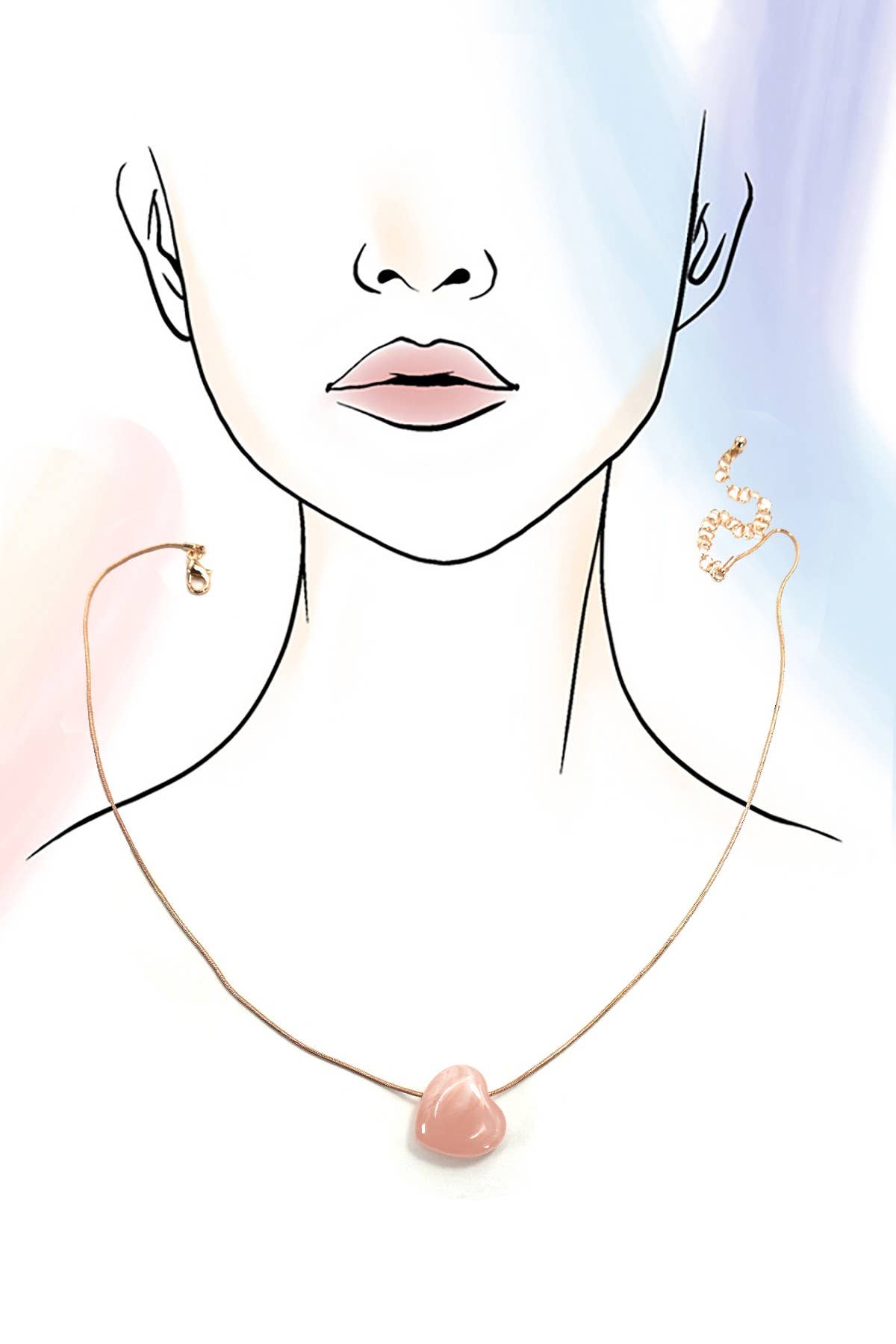 Rose Quartz Heart Charm Necklace