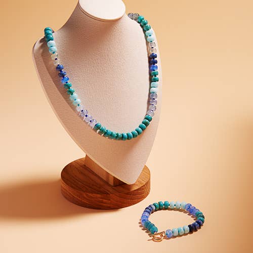 Flat Round Resin Beads Ombre Mixed Short Necklace