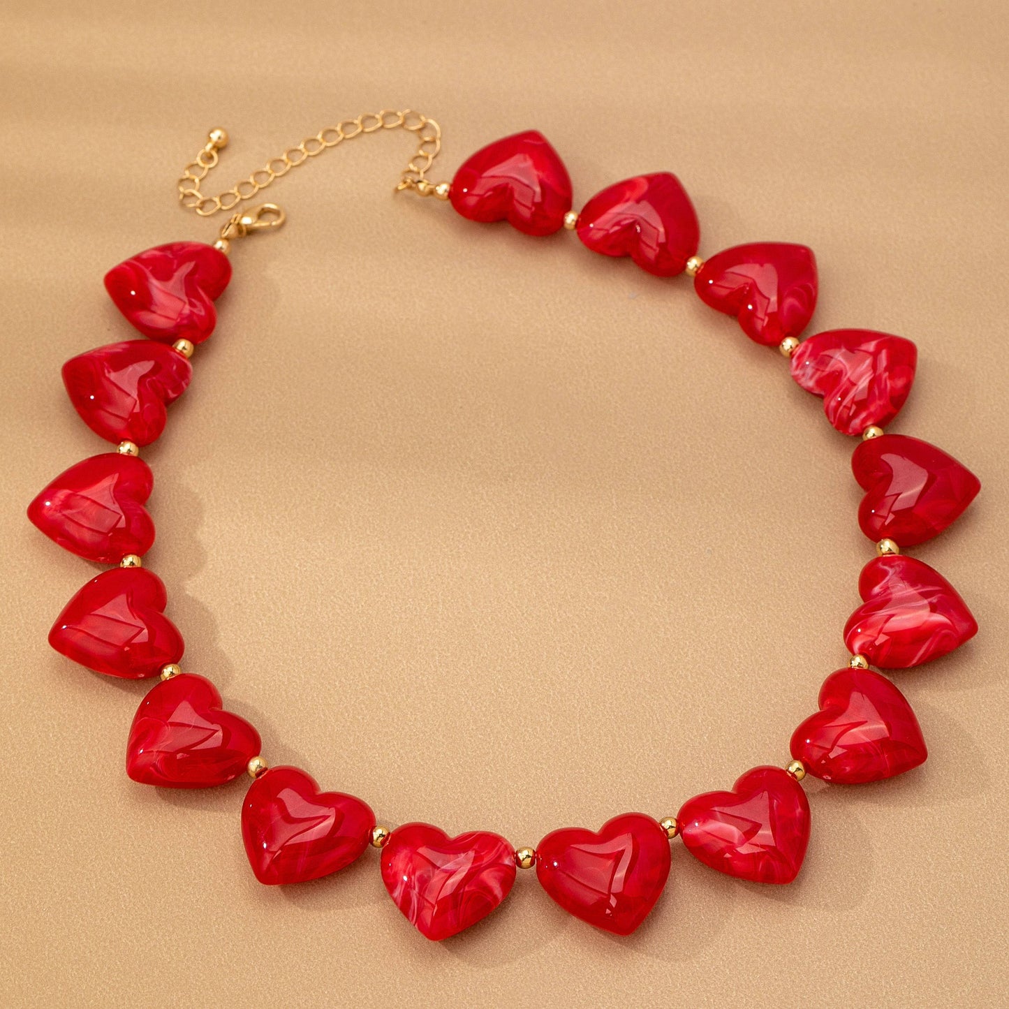 LARGE HEART SHAPE BEADED NECKLACE