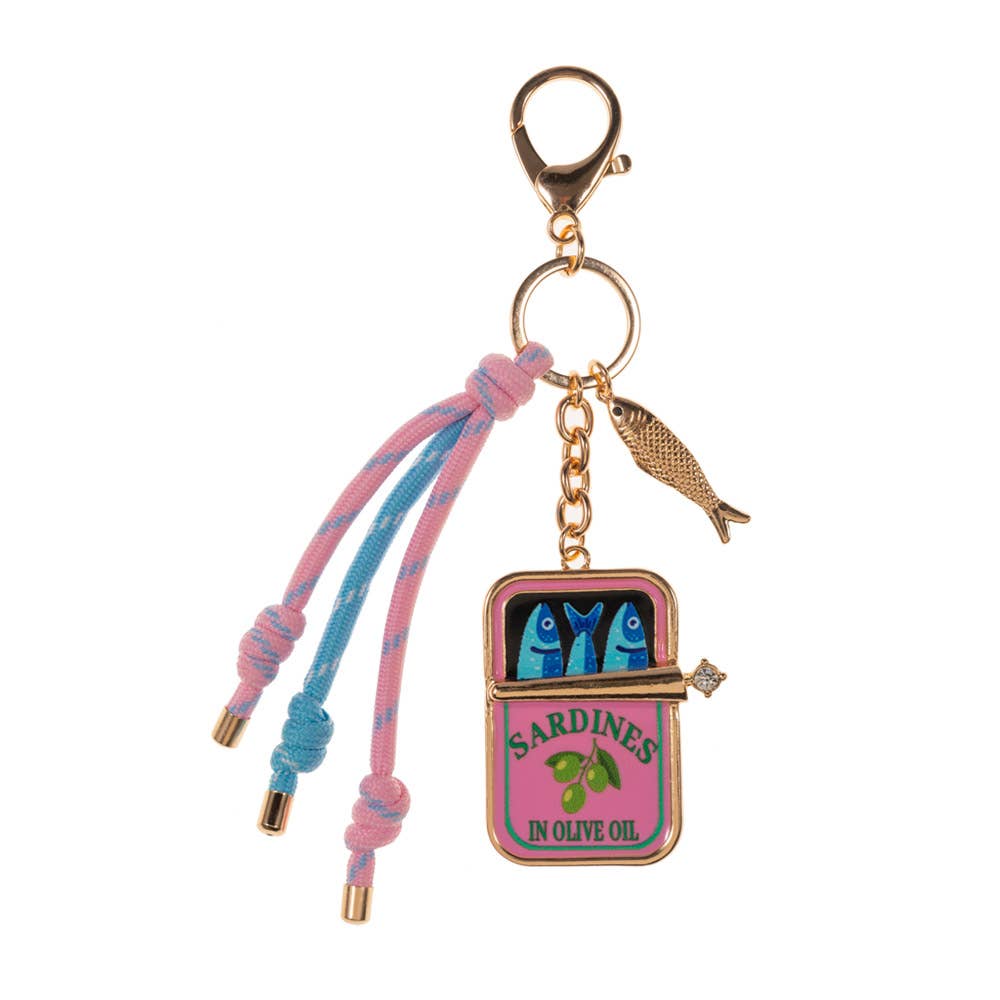 SARDINES CAN SHAPED PRINT W  ROPE SINGLE  BAG CHARM