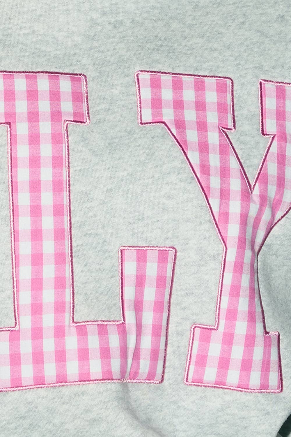 'ILY' Gingham-Patch Mock-Neck Sweatshirt