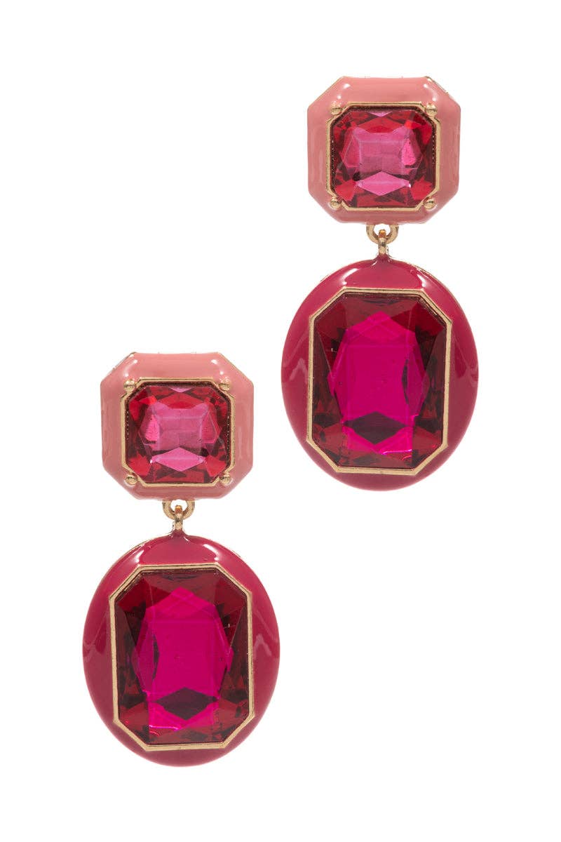 Square Shaped Multi Colored Glass Post Earrings