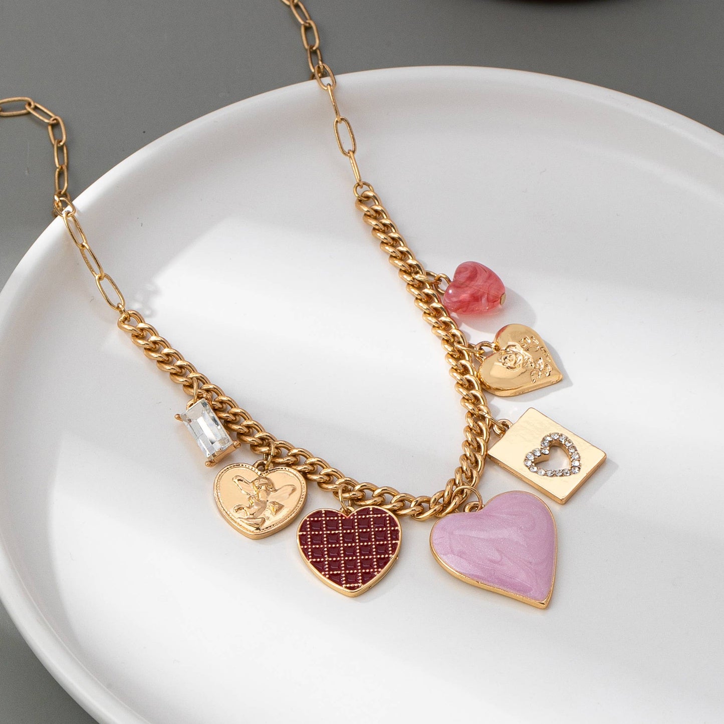 Heart Checker Charm Necklace