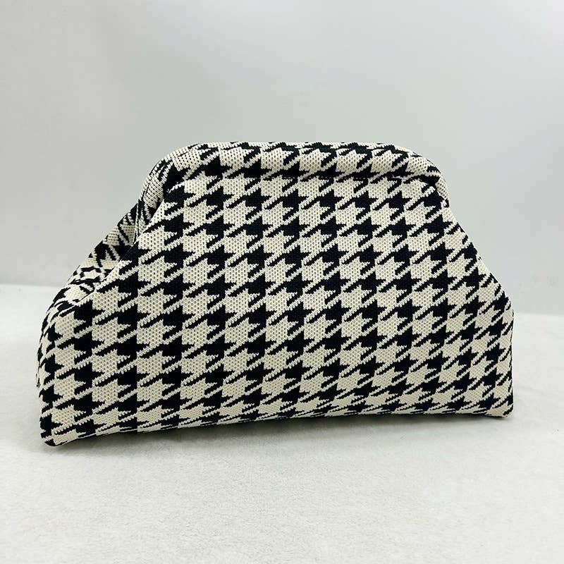 Stripe Knit Cosmetic Bag Geo Pattern Storage Clutch