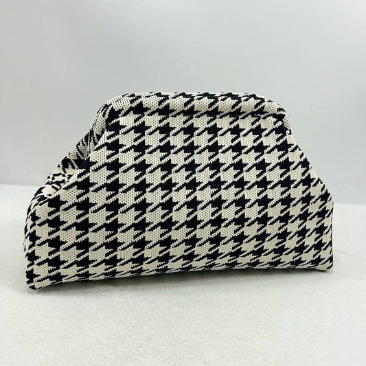 Stripe Knit Cosmetic Bag Geo Pattern Storage Clutch