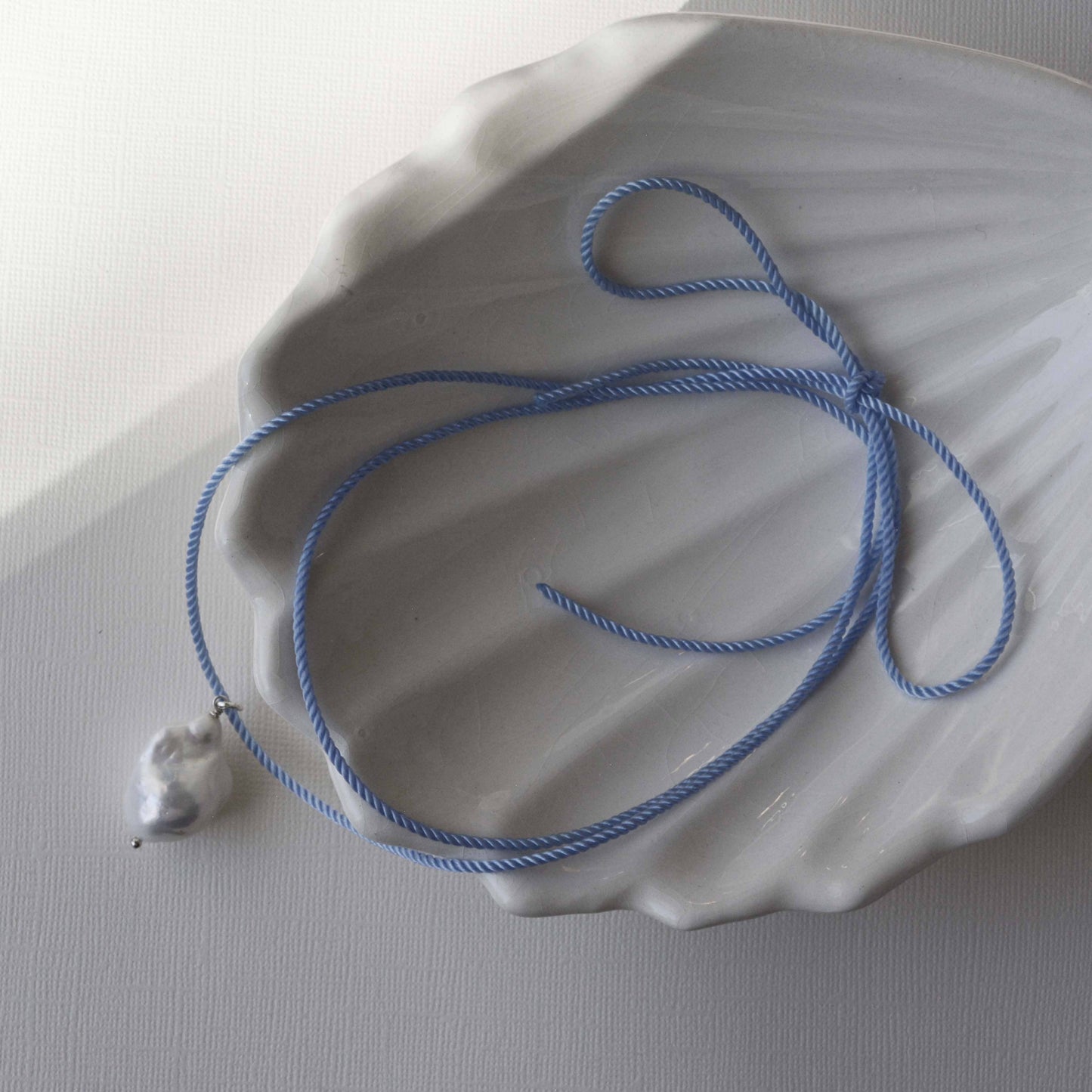 Rope Pearl Necklace, Sky Blue