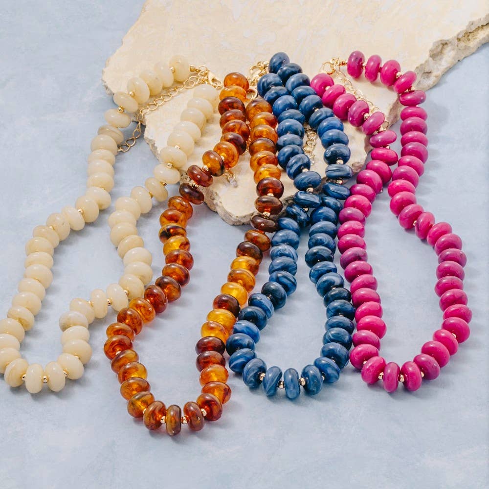 Marble Resin Disc Beaded Necklace