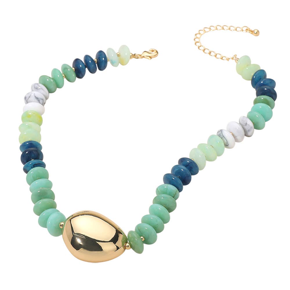 Chunky Pebble Resin Beaded Statement Necklace