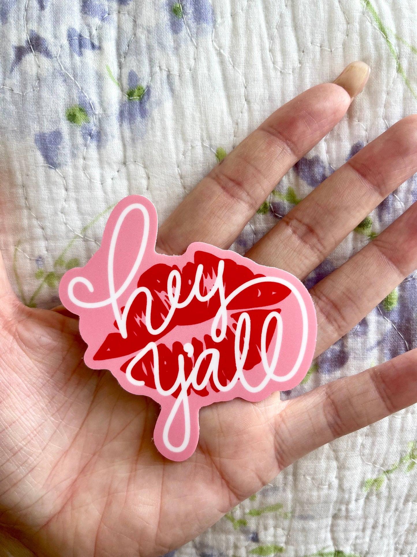 Hey Y’all Lipstick Kiss Southern Girl Vinyl Sticker