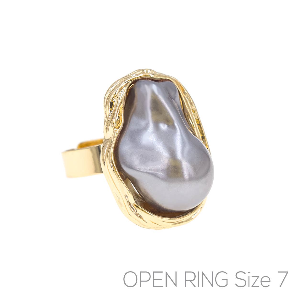 LARGE BAROQUE PEARL OPEN RING
