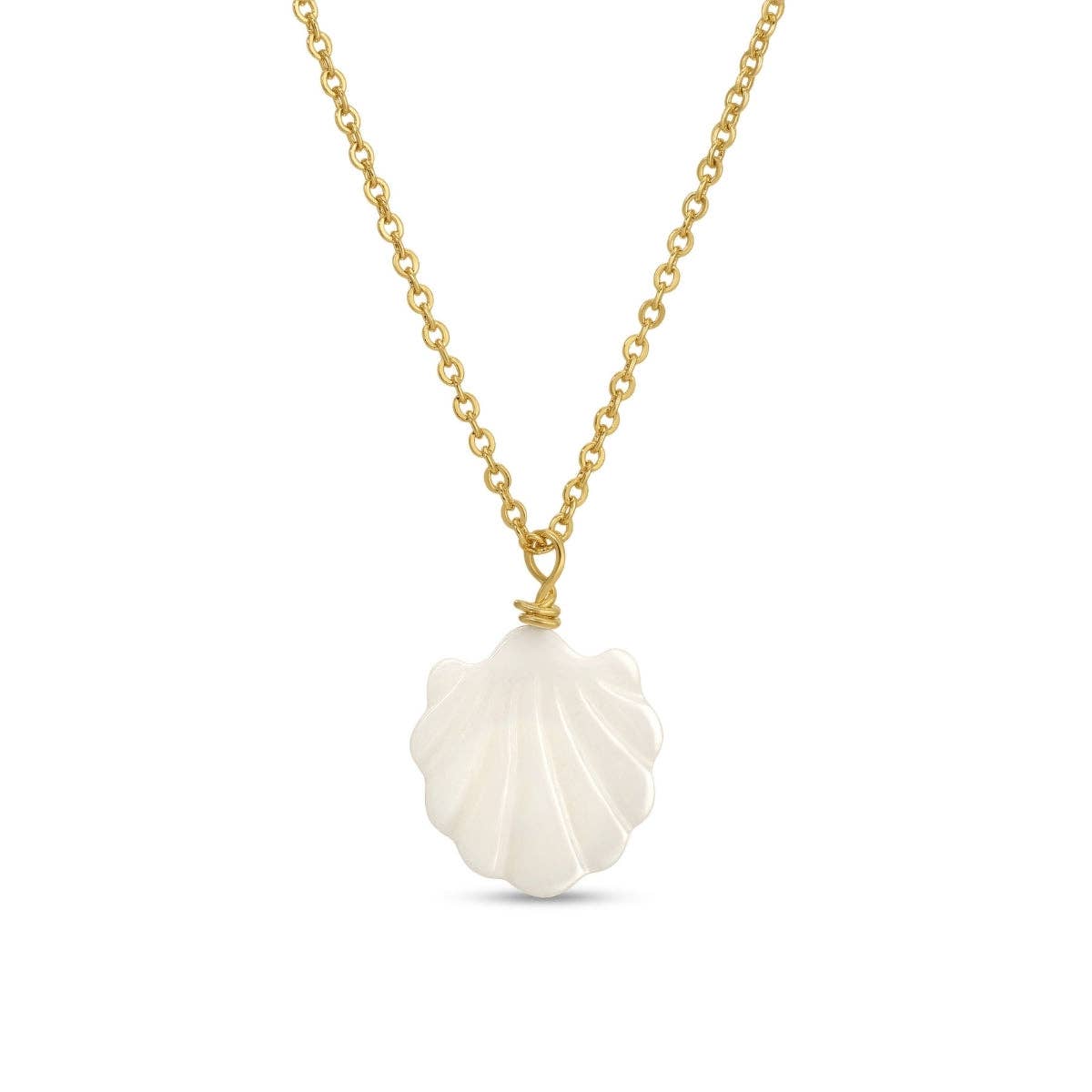 Etched Shell Pendant Necklace