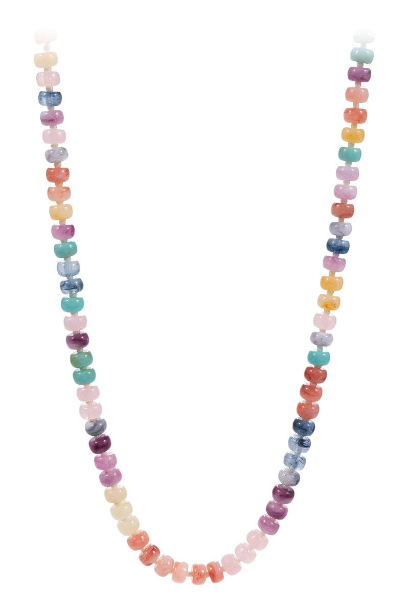 Flat Round Resin Beads Ombre Mixed Short Necklace