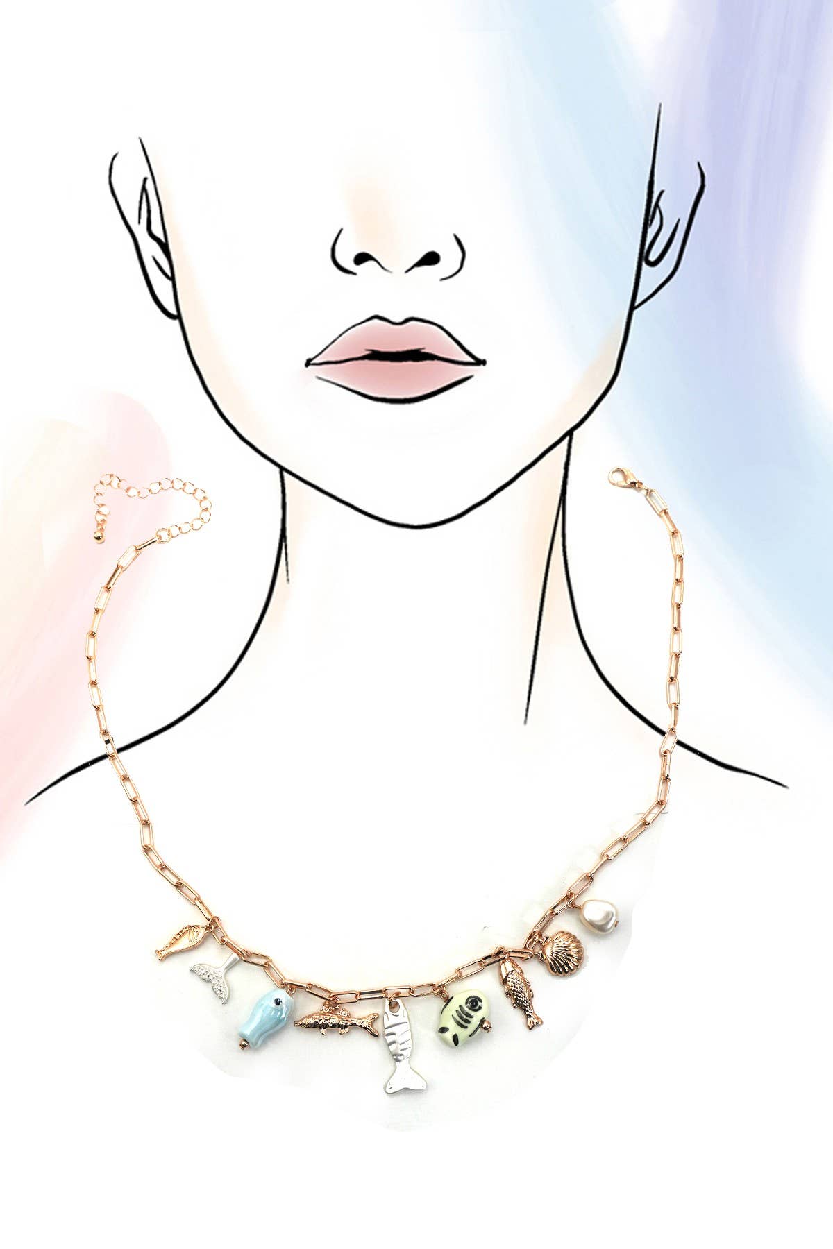 Fish & Seashell Charm Necklace