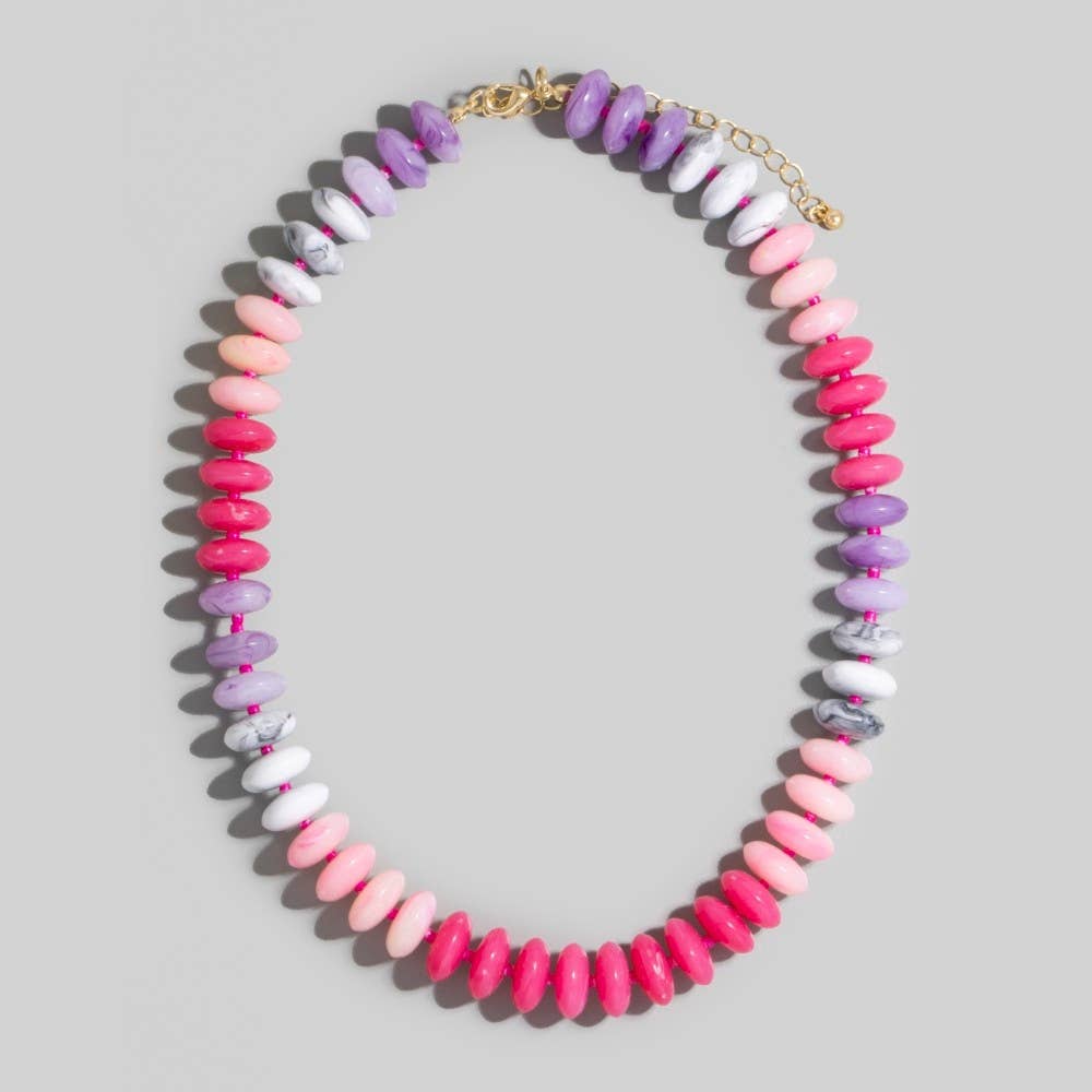Marble Resin Disc Beaded Necklace