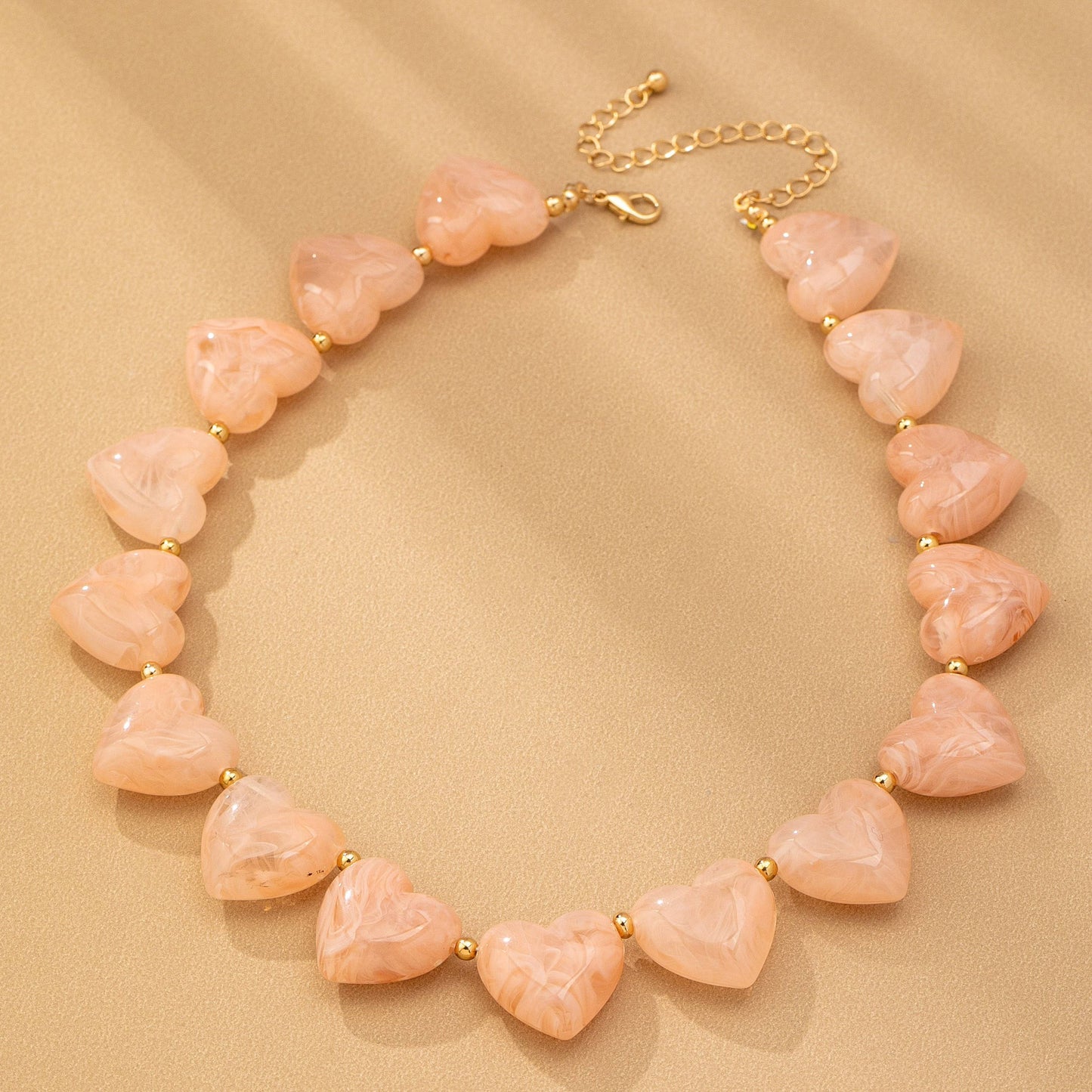 LARGE HEART SHAPE BEADED NECKLACE