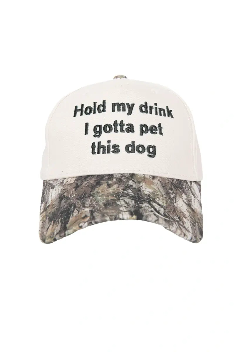 Hold My Drink I Gotta Pet This Dog Vintage Hat