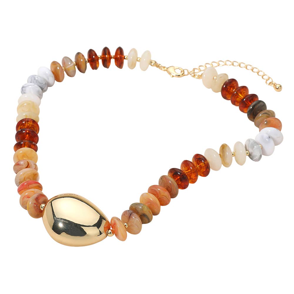 Chunky Pebble Resin Beaded Statement Necklace