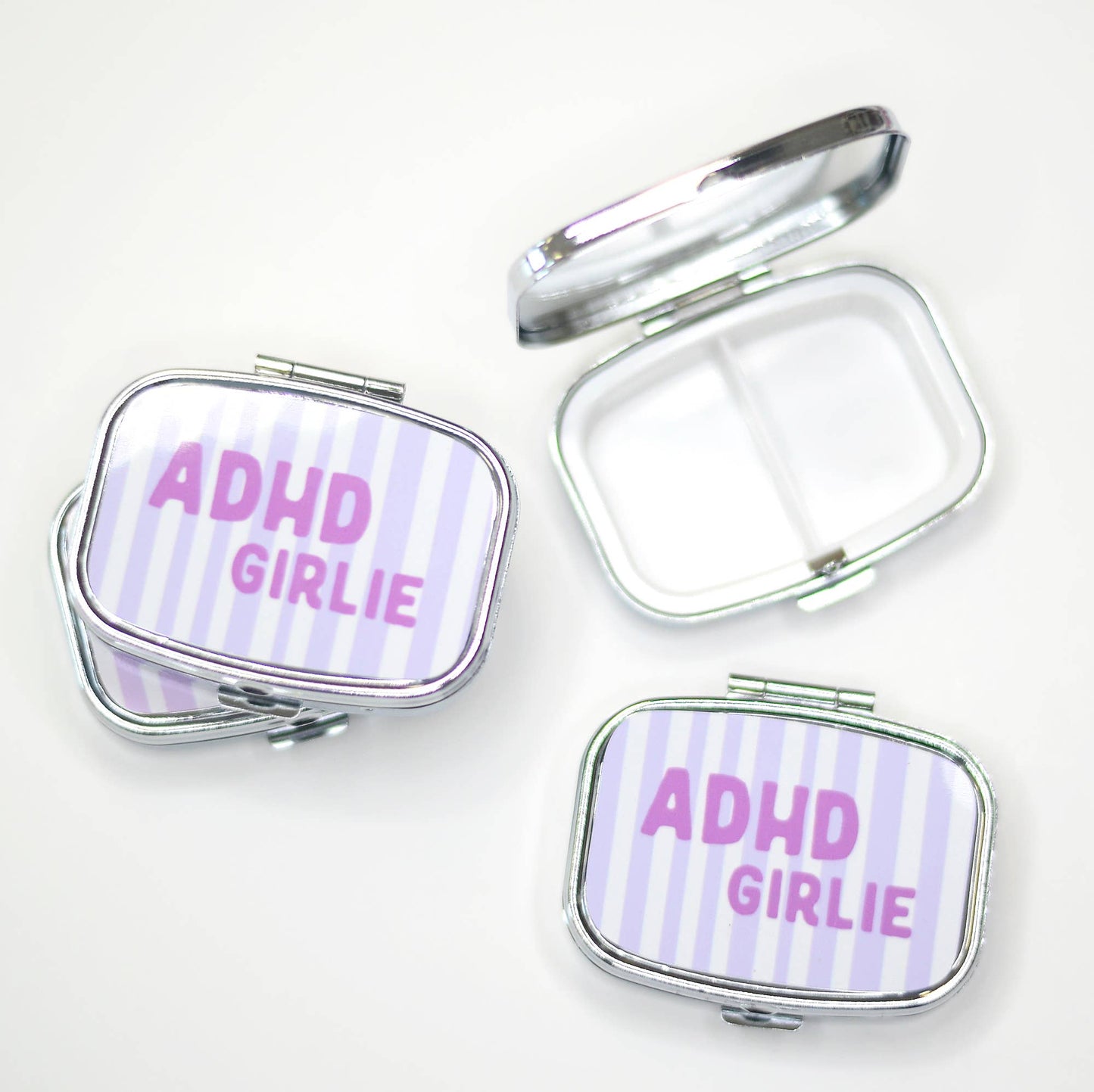 Funny Pill Box Compact Mirror Mental Health Gift Organizer