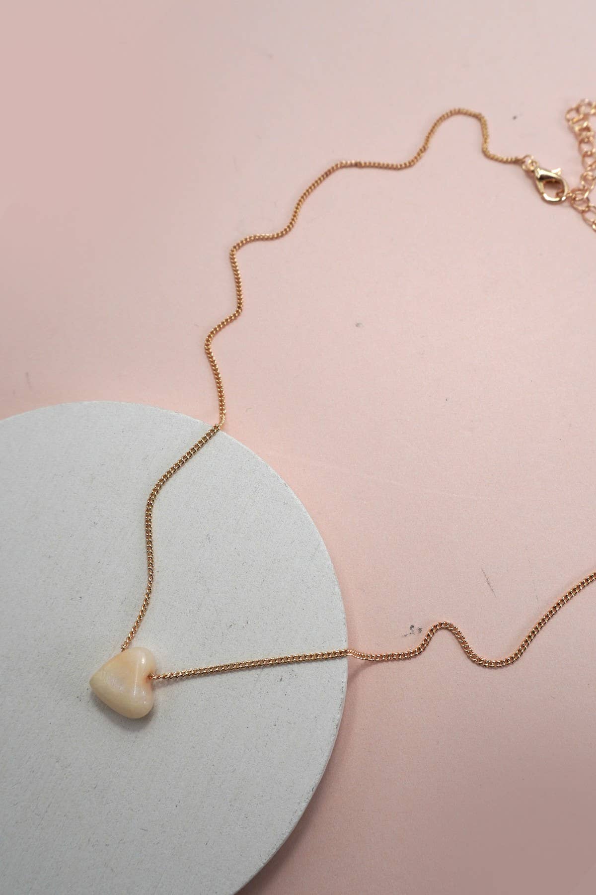 Natural Stone Heart Charm Necklace