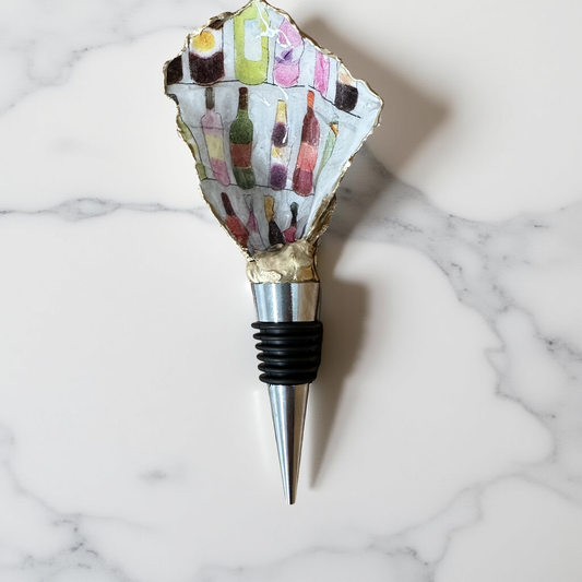 Vintner’s Palette Oyster Shell Wine Stopper – Gold Rim
