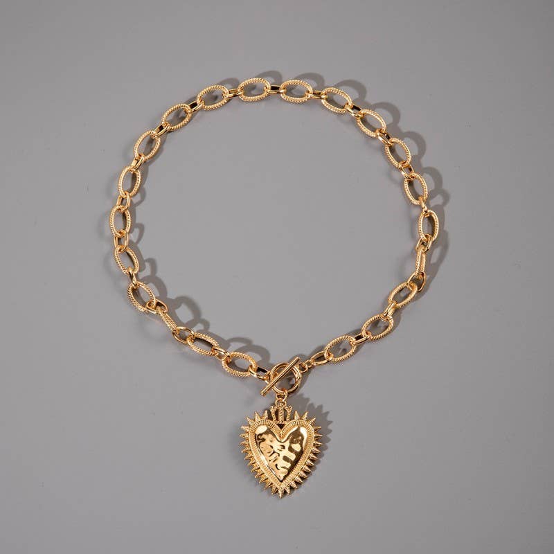 Spiked Heart Chain Necklace