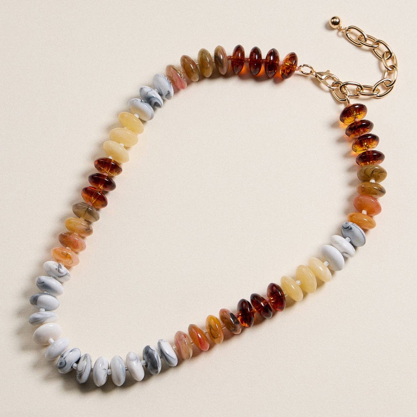 Ombre Resin Bead Necklace with Oval Disk Shapes