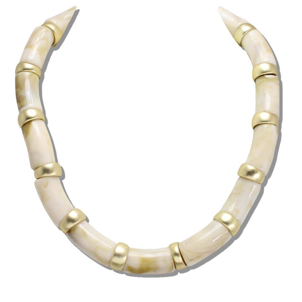 MIXED ACETATE RESIN TUBE NECKLACE