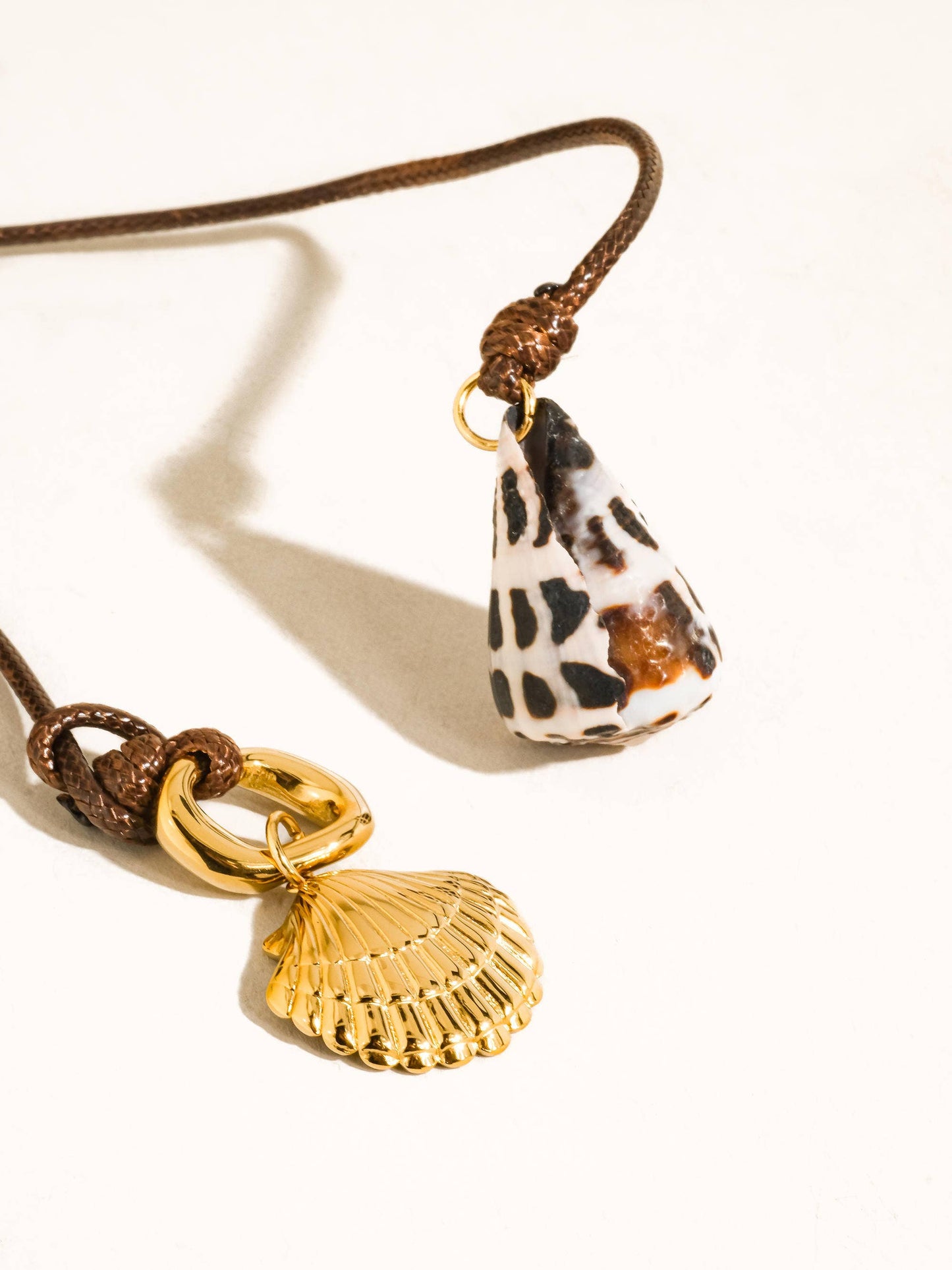 Chia 18K Gold Non-Tarnish Shell Charm Cord Necklace