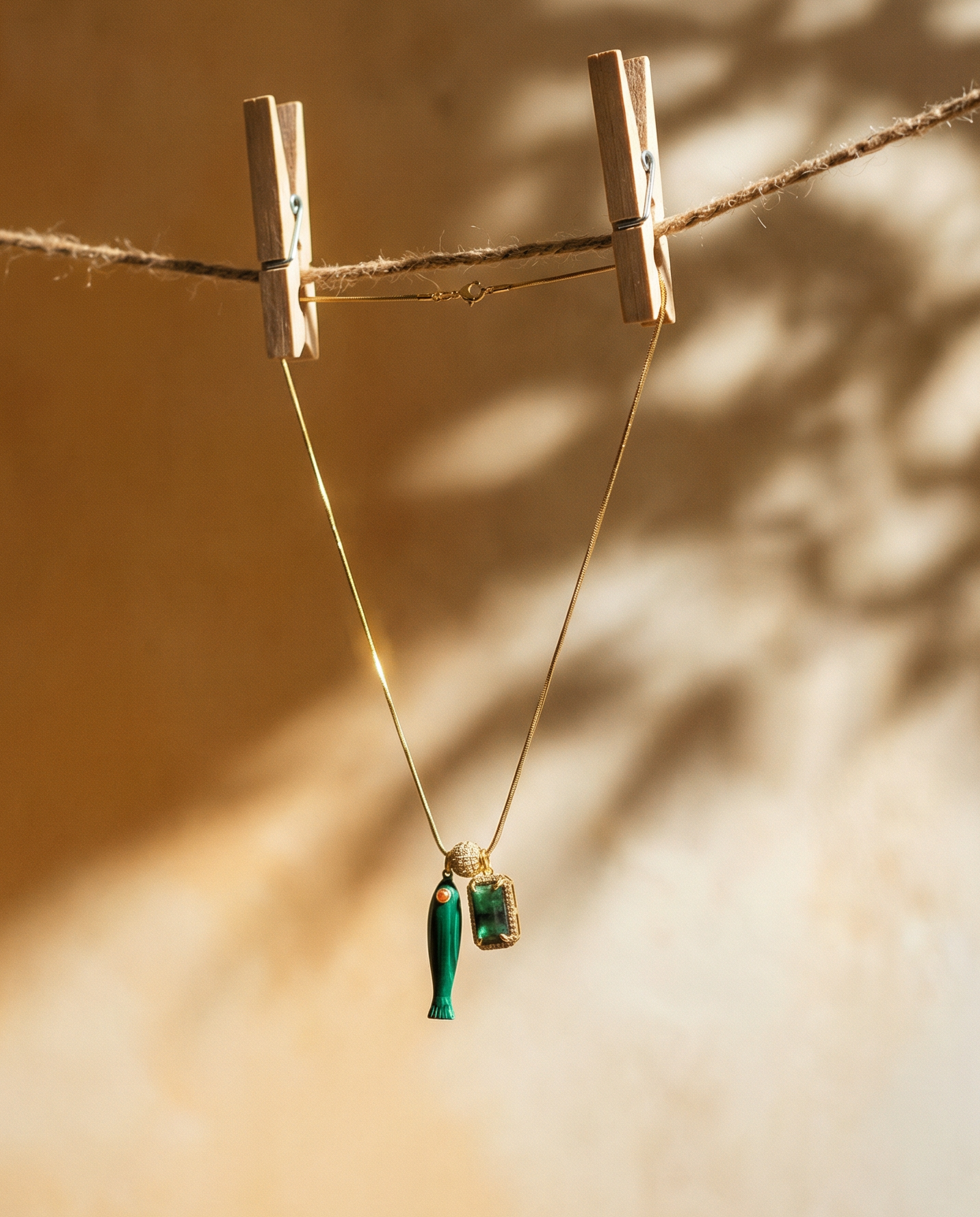 Fish & Gemstone Charm Necklace · Spiritual Talisman
