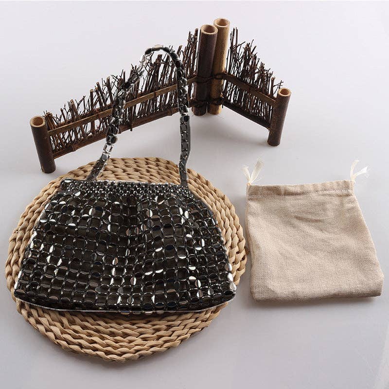 Simple Hollow Out Handmade Beaded Handbag