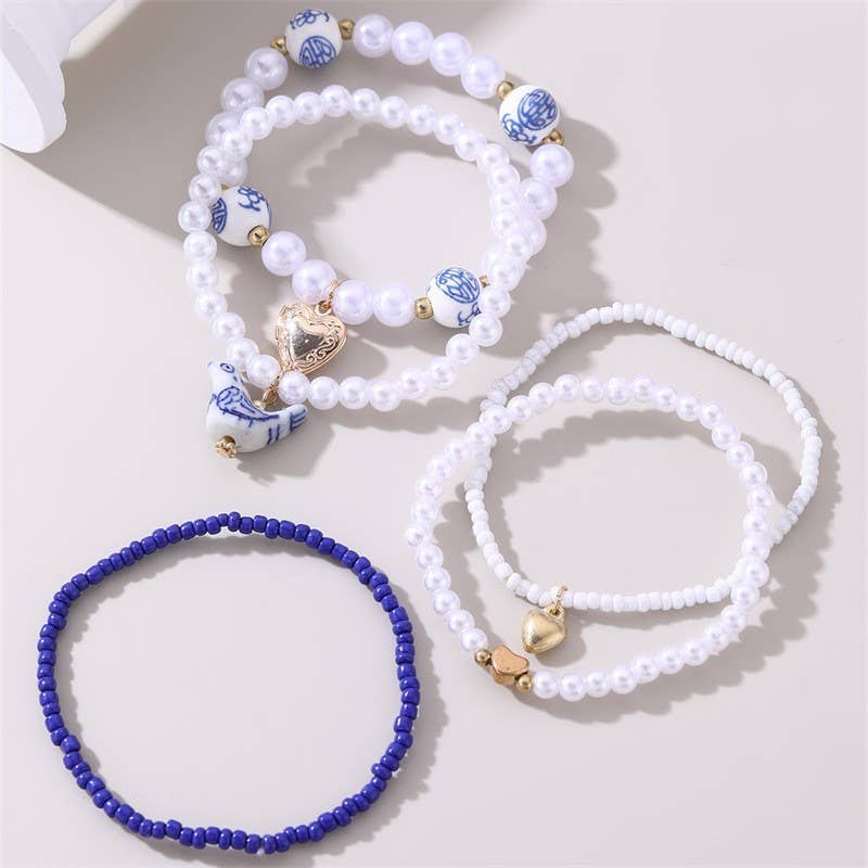 Blue Bow Multi Bracelet Set