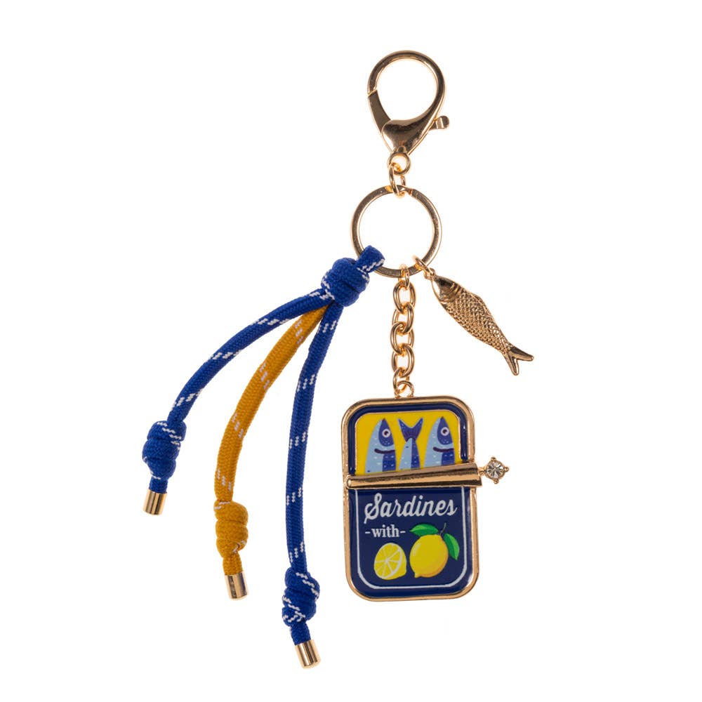 SARDINES CAN SHAPED PRINT W  ROPE SINGLE  BAG CHARM
