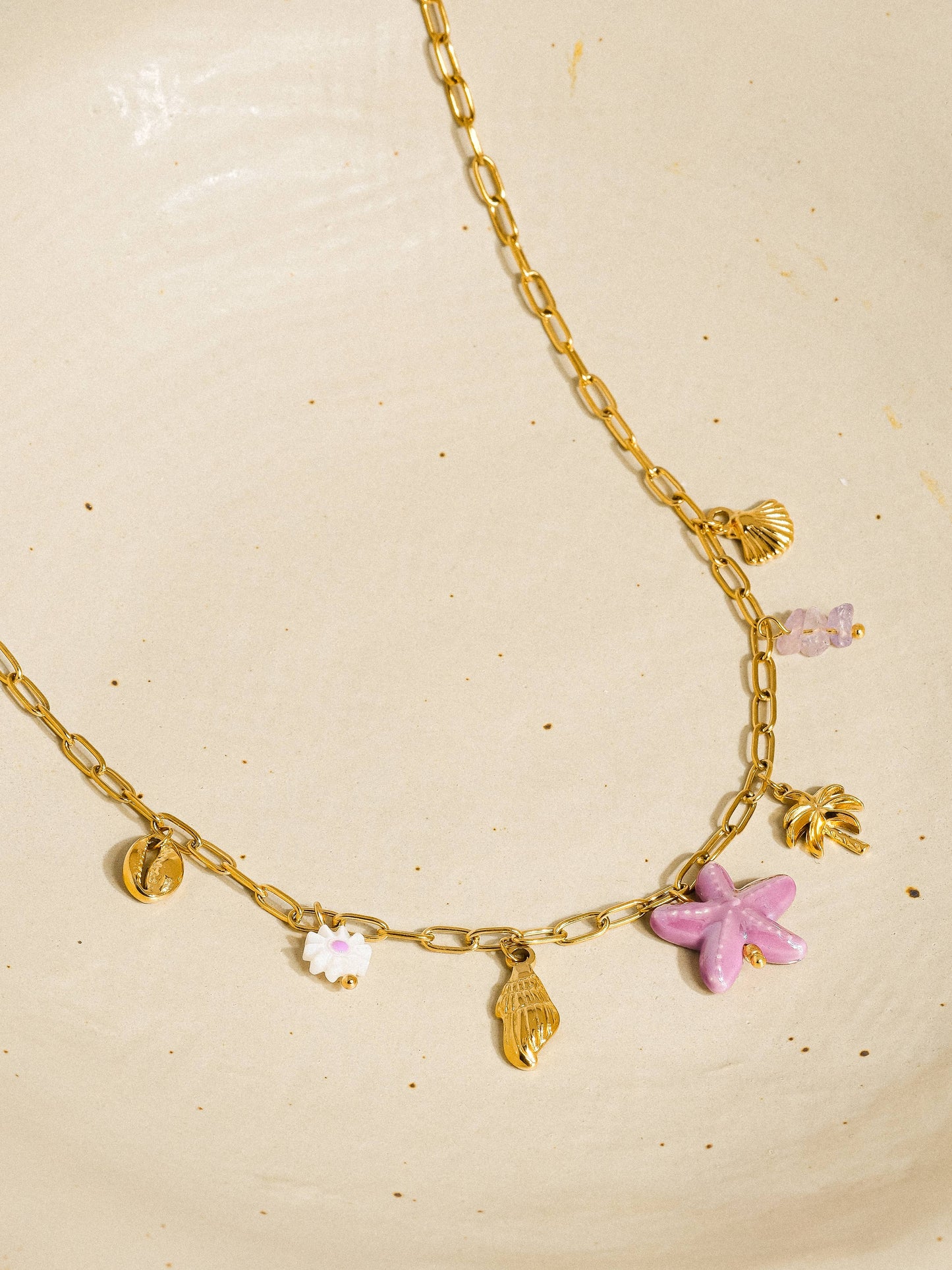 Anya 18K Gold Non-Tarnish Starts and Palm Charm Necklace