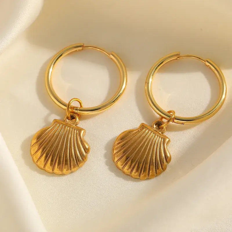 18K Plated Stainless Steel Sea Shell Earrings Jewelry