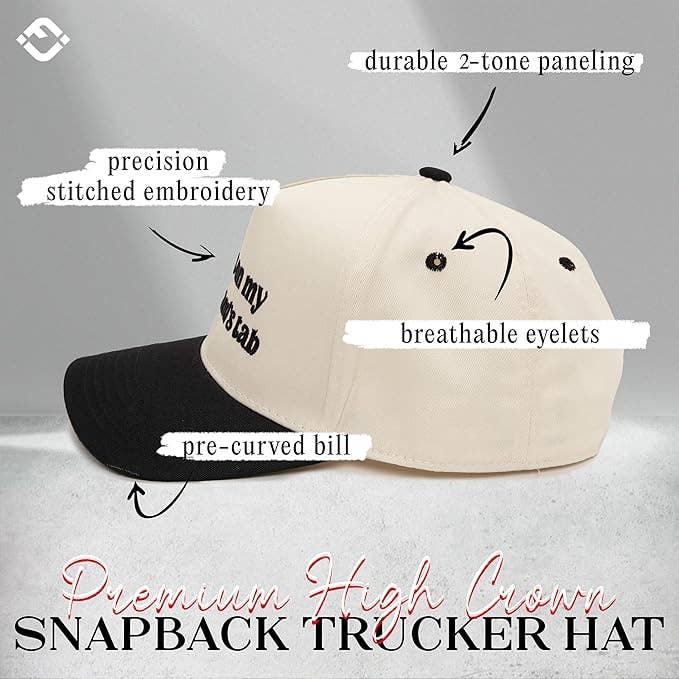Two Tone Cap - Put It On My Husband's Tab - Black/Beige