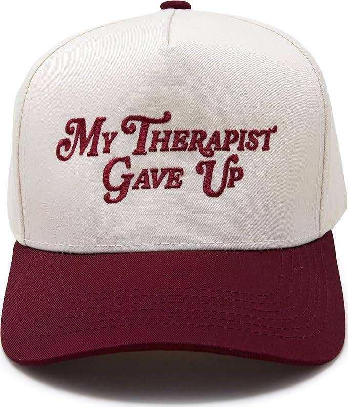 2-Tone Cap - My Therapist Gave Up - Burgundy/Beige