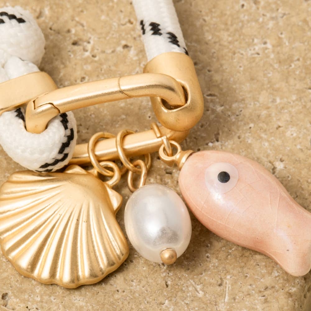 Sea Life Charms White Bungee Cord Bracelet
