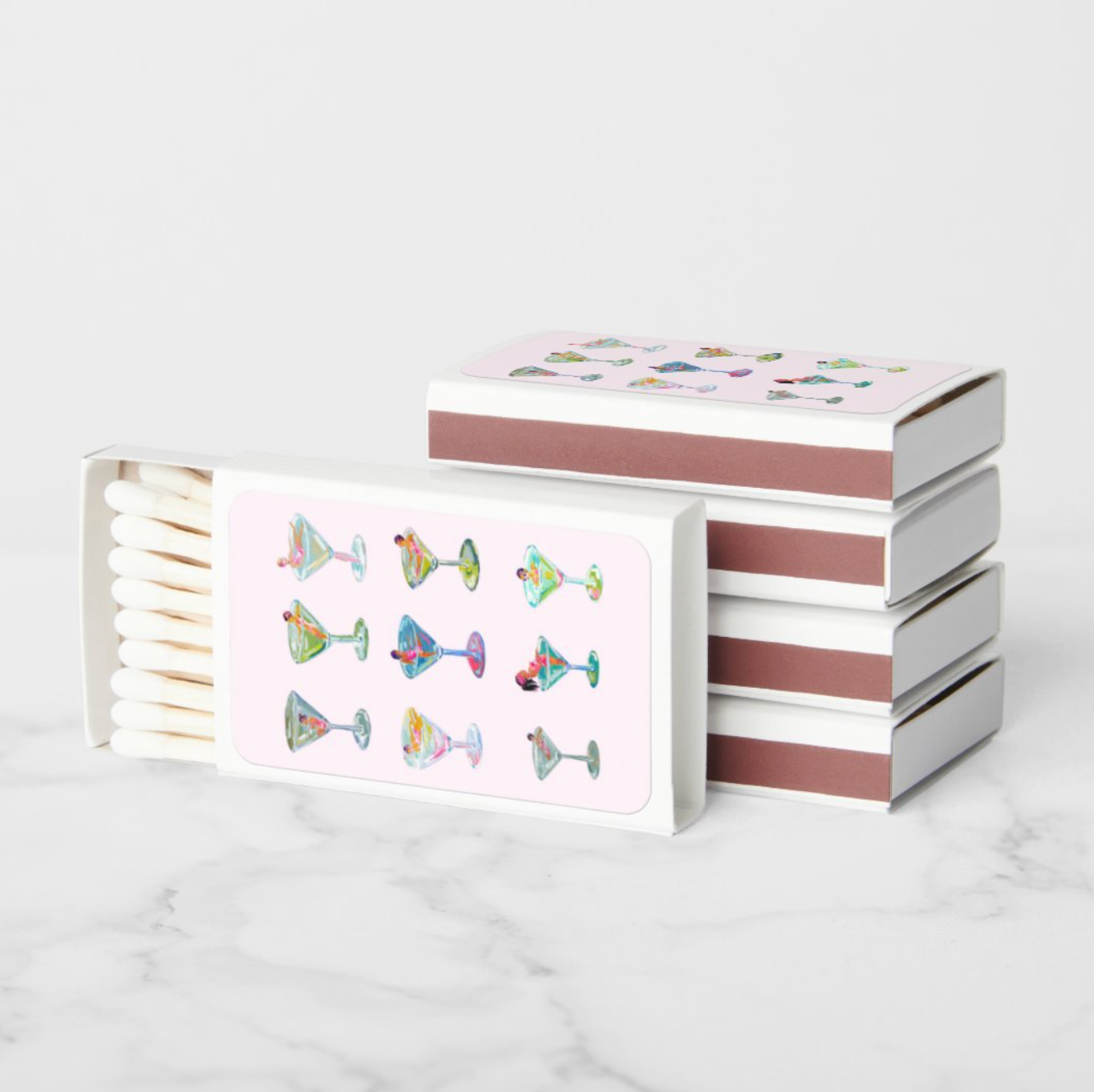 Colorful Martinis Match Box